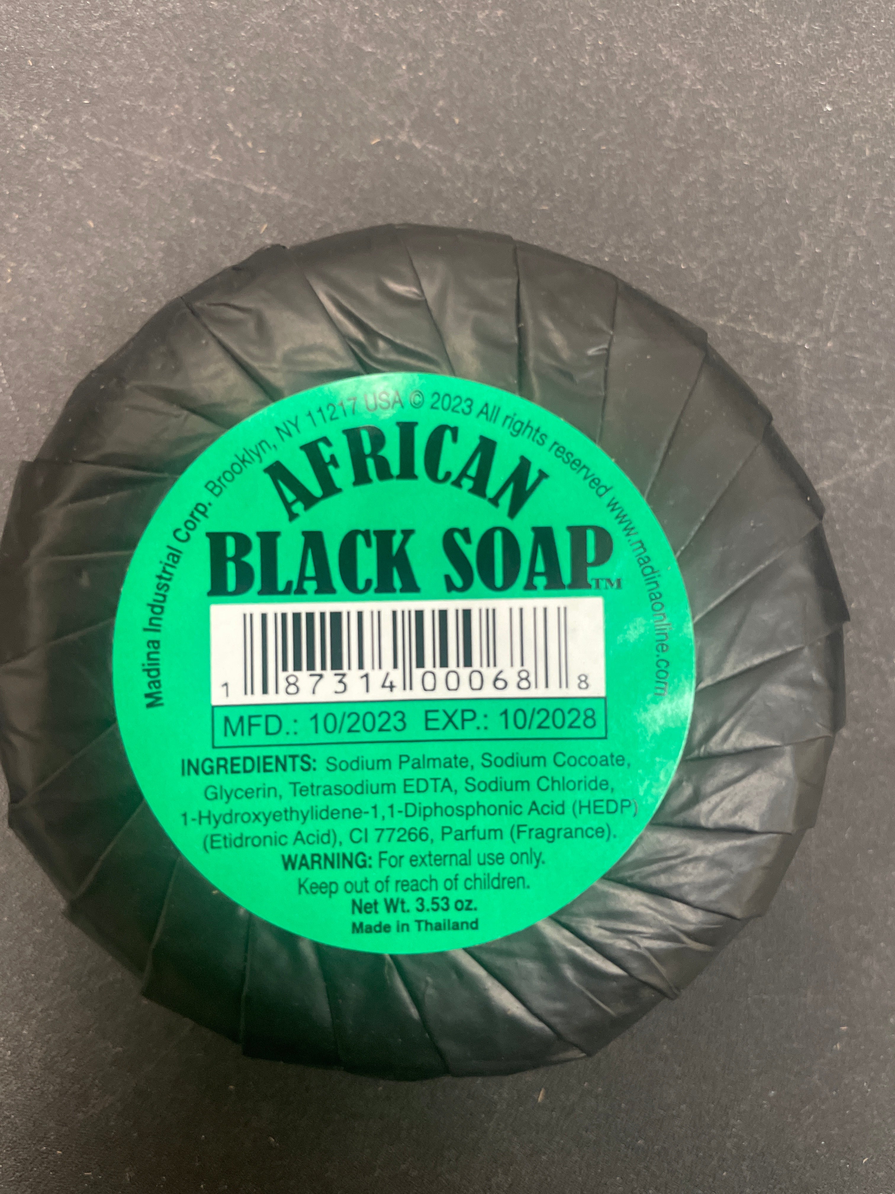 Round African black soap