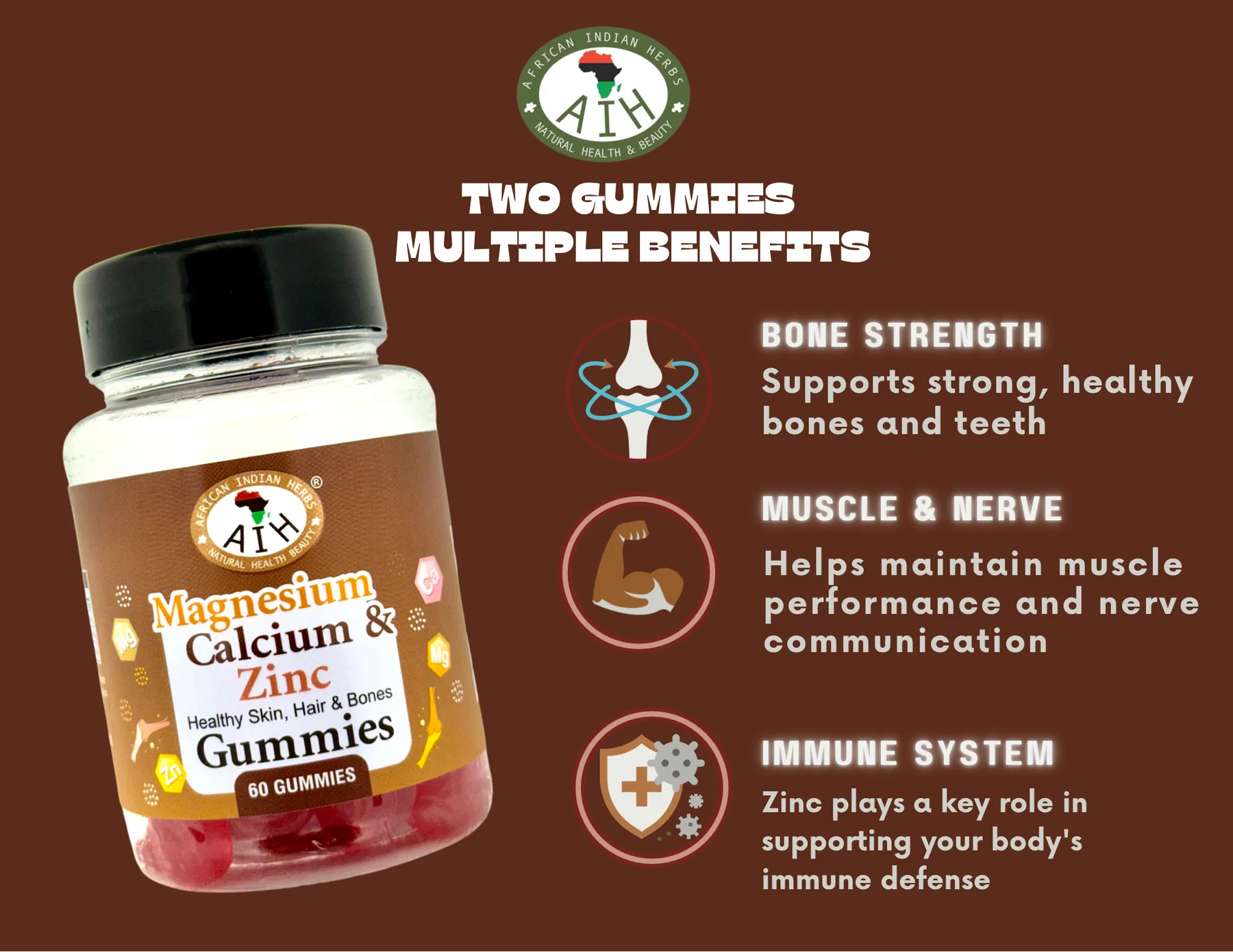 AIH Magnesium Calcium & Zinc Gummies