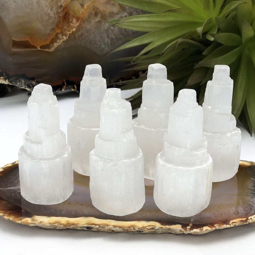 Selenite Raw Crystal Tower - Small Skyscraper - Chakra - Reiki - Energy Balancing
