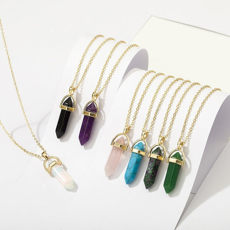 Hexagonal Natural Stone Necklace