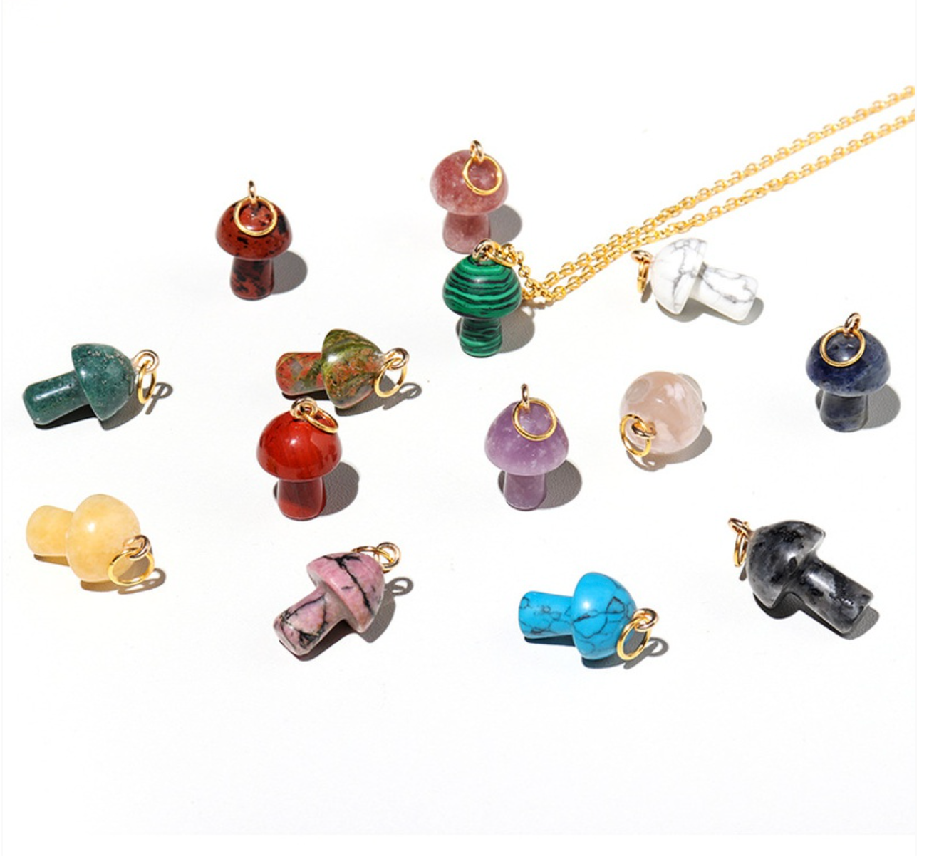 Natural Crystal Mushroom Necklace