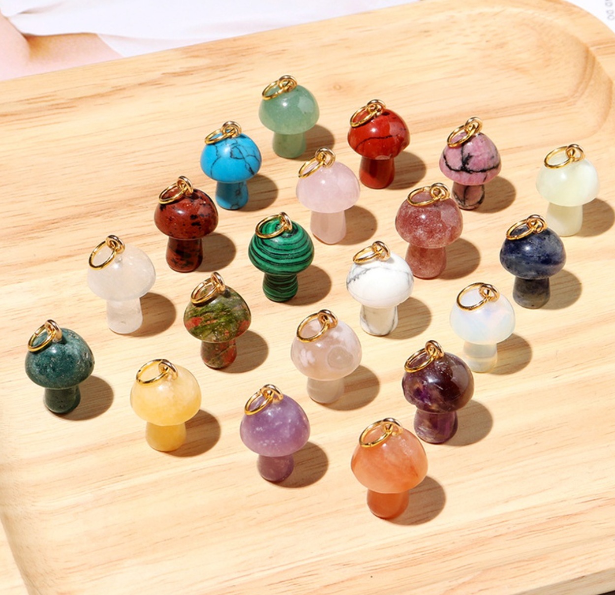 Natural Crystal Mushroom Necklace