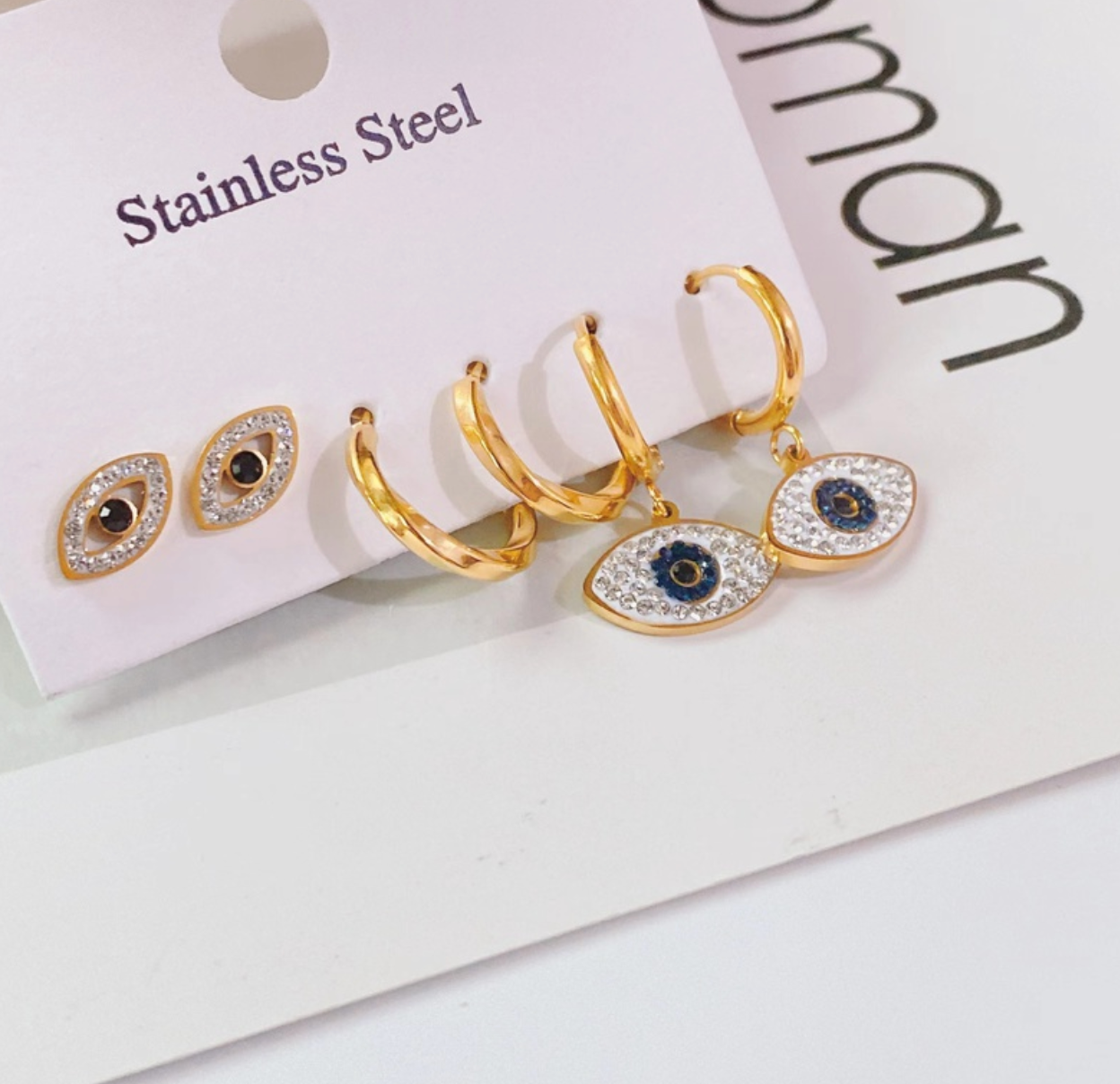 Zircon Eye Shape Earrings Set