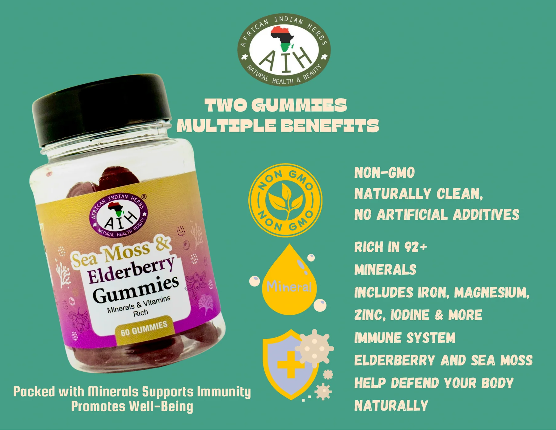 AIH Sea Moss & Elderberry Gummies